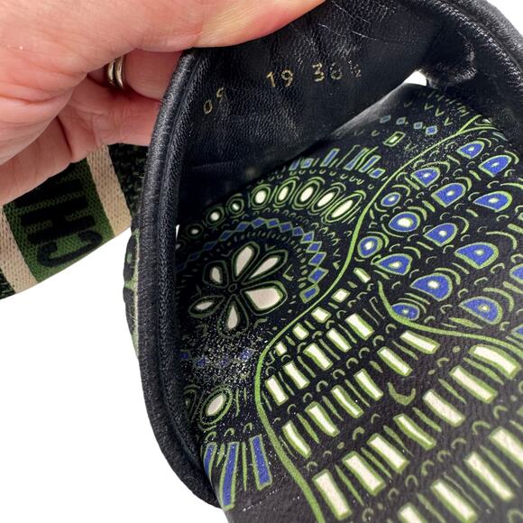 Christian Dior Dway Animals Print Embroidered Slides Green Black 38.5 Sandals - Picture 11 of 12